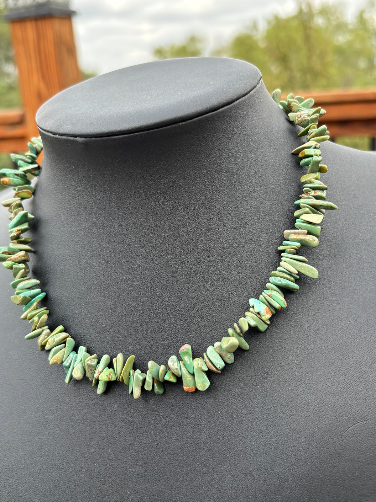 Kingman Turquoise Stick Bead Necklace 17.5”