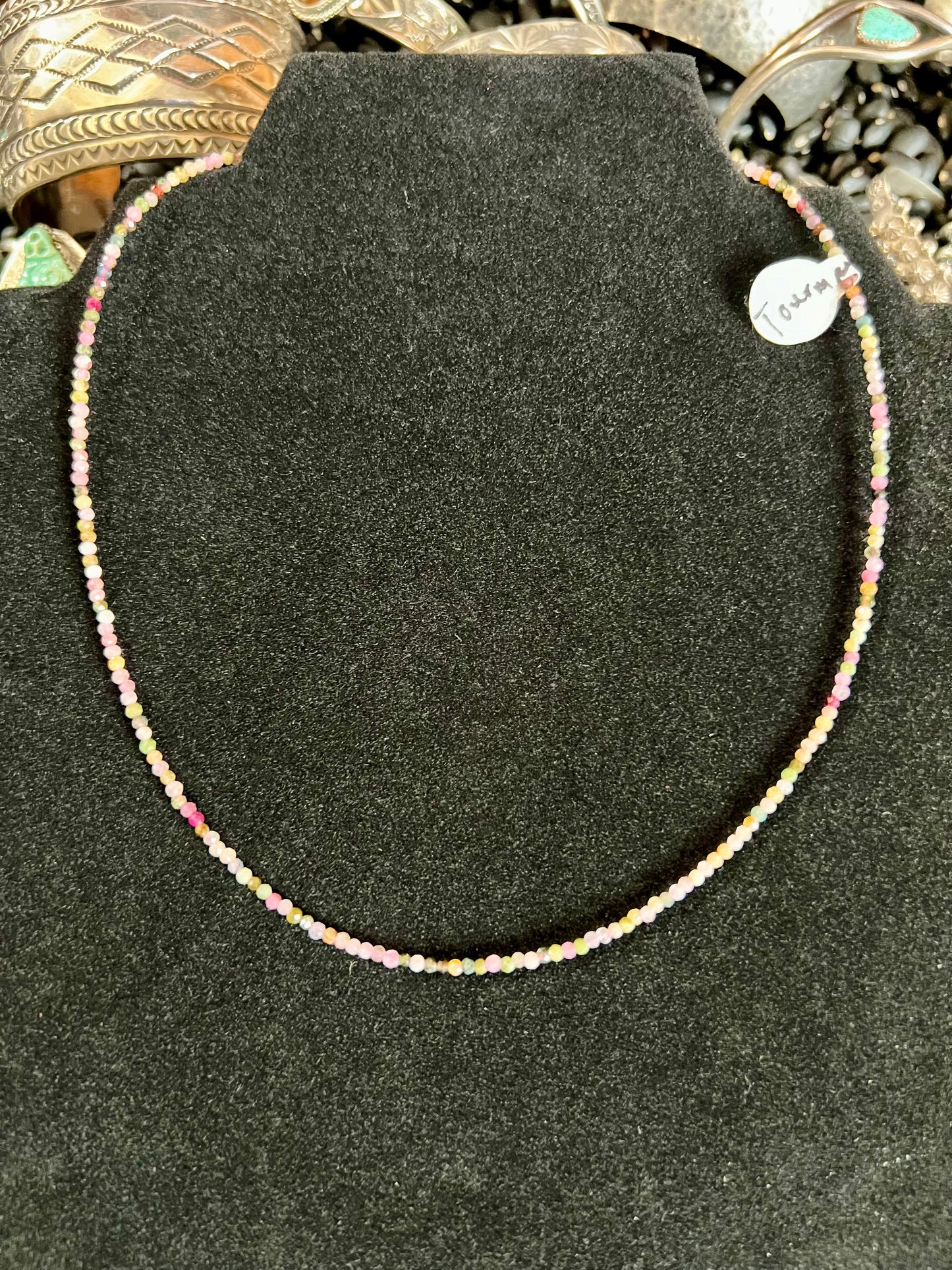 Dainty Faceted Tourmaline Necklace 16”