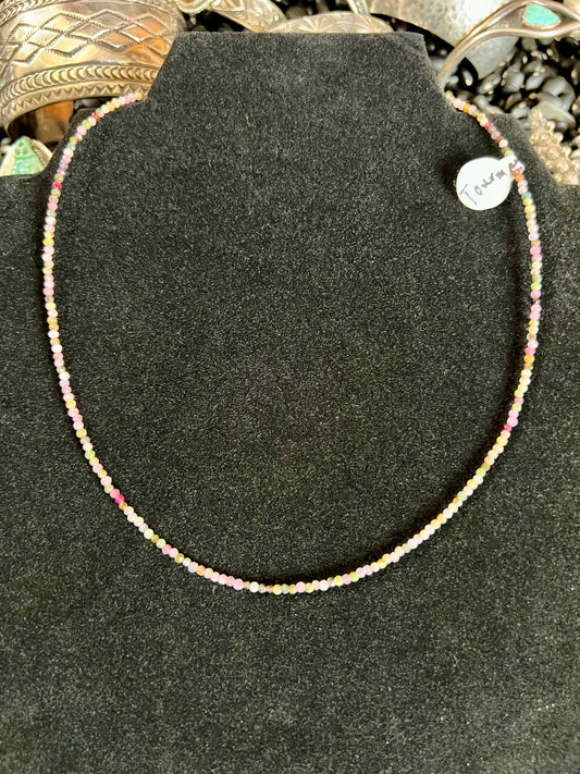 Dainty Faceted Tourmaline Necklace 16”