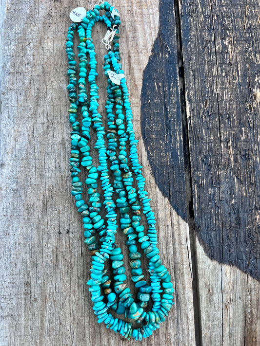 3 Single-Strand 19” Manshaan Turquoise Necklaces w/ Sterling Clasp