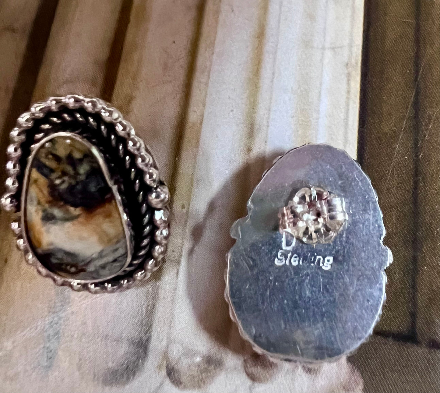 Native Navajo Handmade by Dustin Calvin. Sterling & New Lander Variscite Post Earrings 7/8”