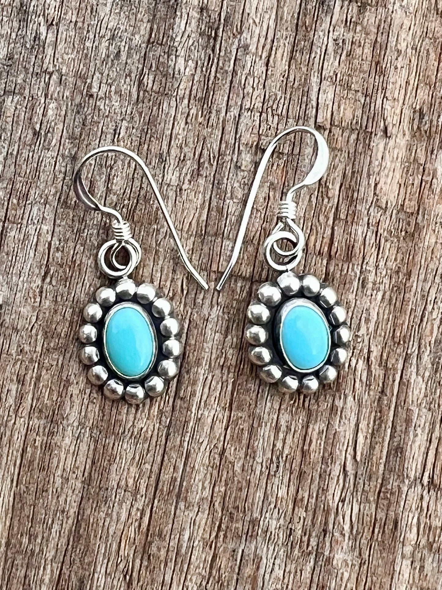 Sterling & Campitos Turquoise Dainty Dangle Earrings 1”