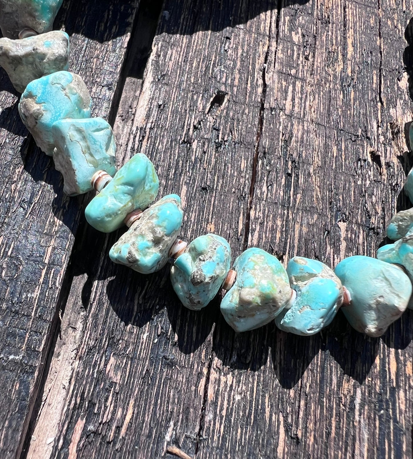 Handmade Chunky Campitos Turquoise, Olive Shell Heishi w/ Sterling Beads & Clasp Necklace & Bracelets Set