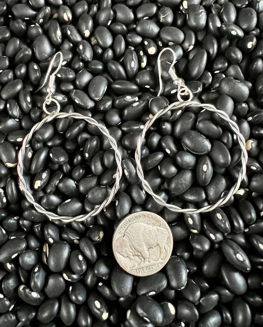 Sterling Handmade Twisted Wire Hoop Dangle Earrings 2.25” long