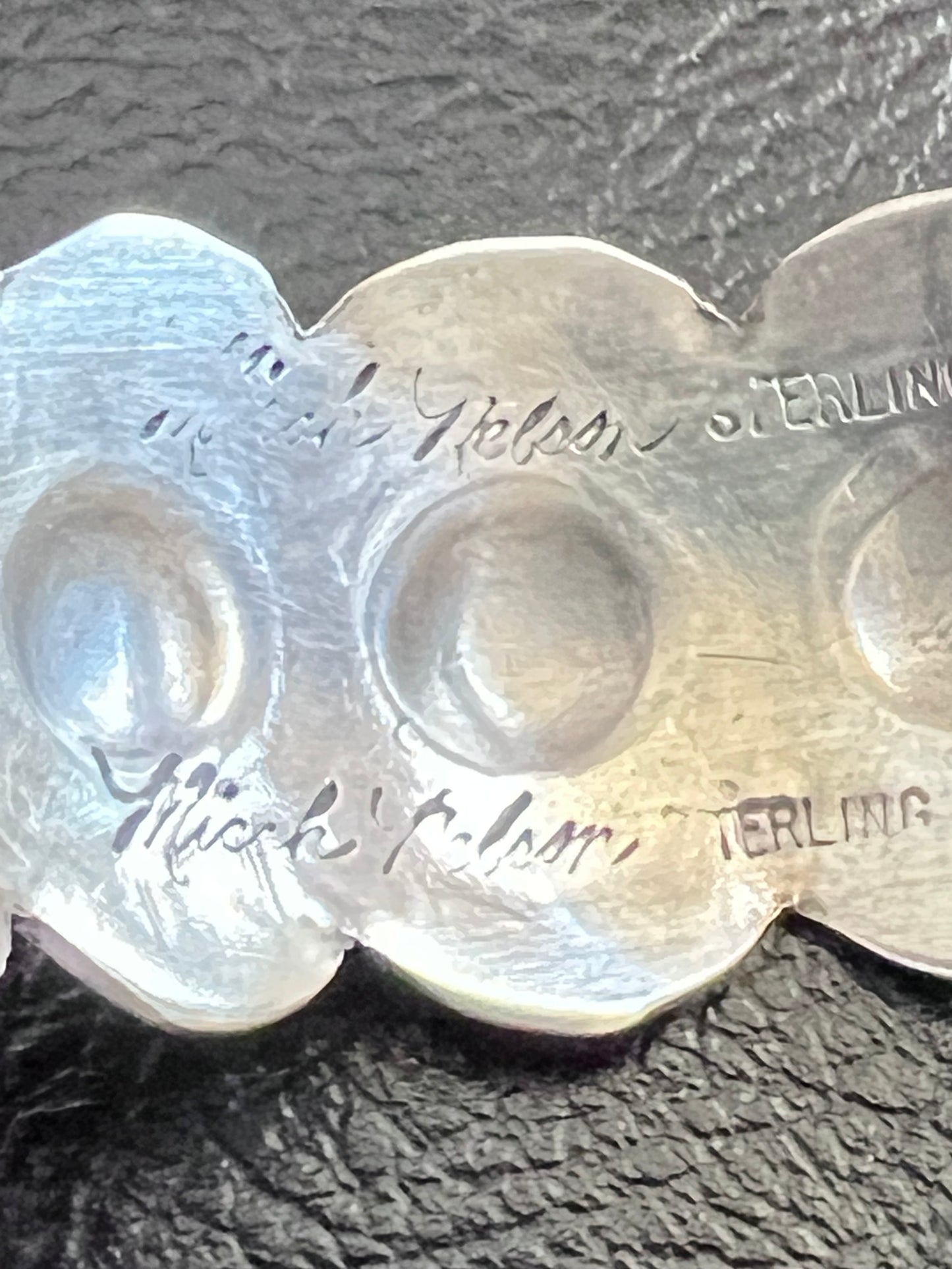 Native American Handmade Sterling Stamped Half-Hoop Post Earrings 1.5”x 3/4”