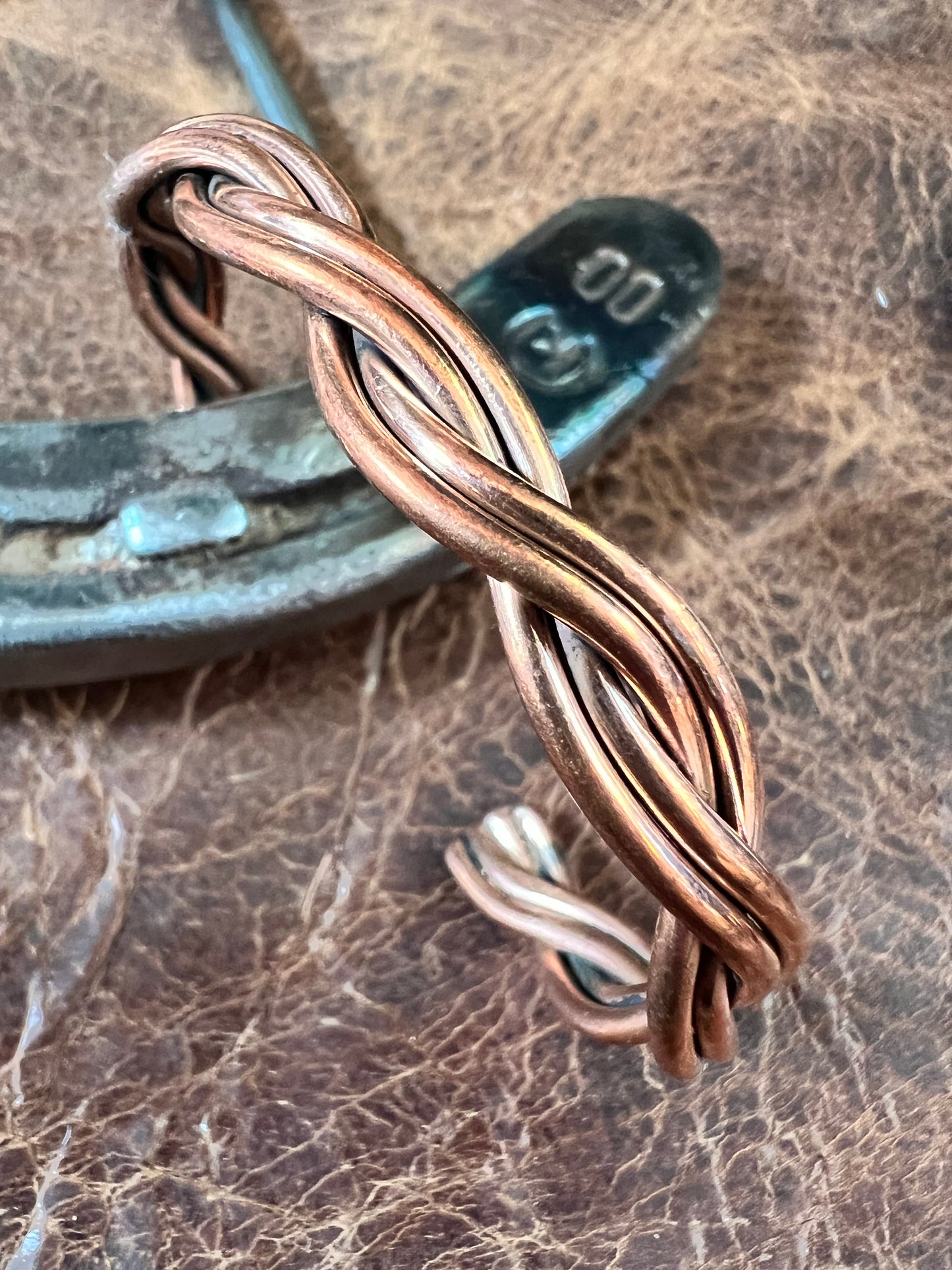 Copper Twisted Wire Cuff Bracelet Sz 6.25”