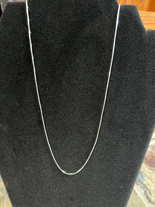 Dainty Sterling Silver High-shine Box Chain 1mm Necklace 18”
