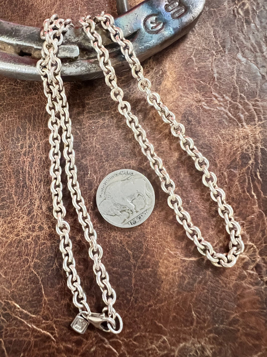 Vintage .999 Fine Silver Rolo Chain Necklace 20”
