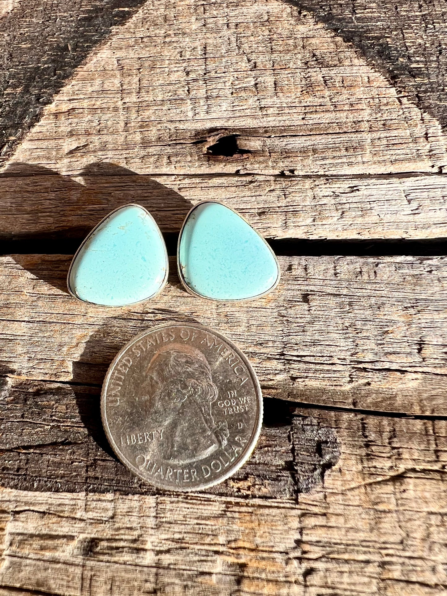 Golden Hills Turquoise & Sterling Silver Post Earrings- Navajo Handmade by Lee Sandoval