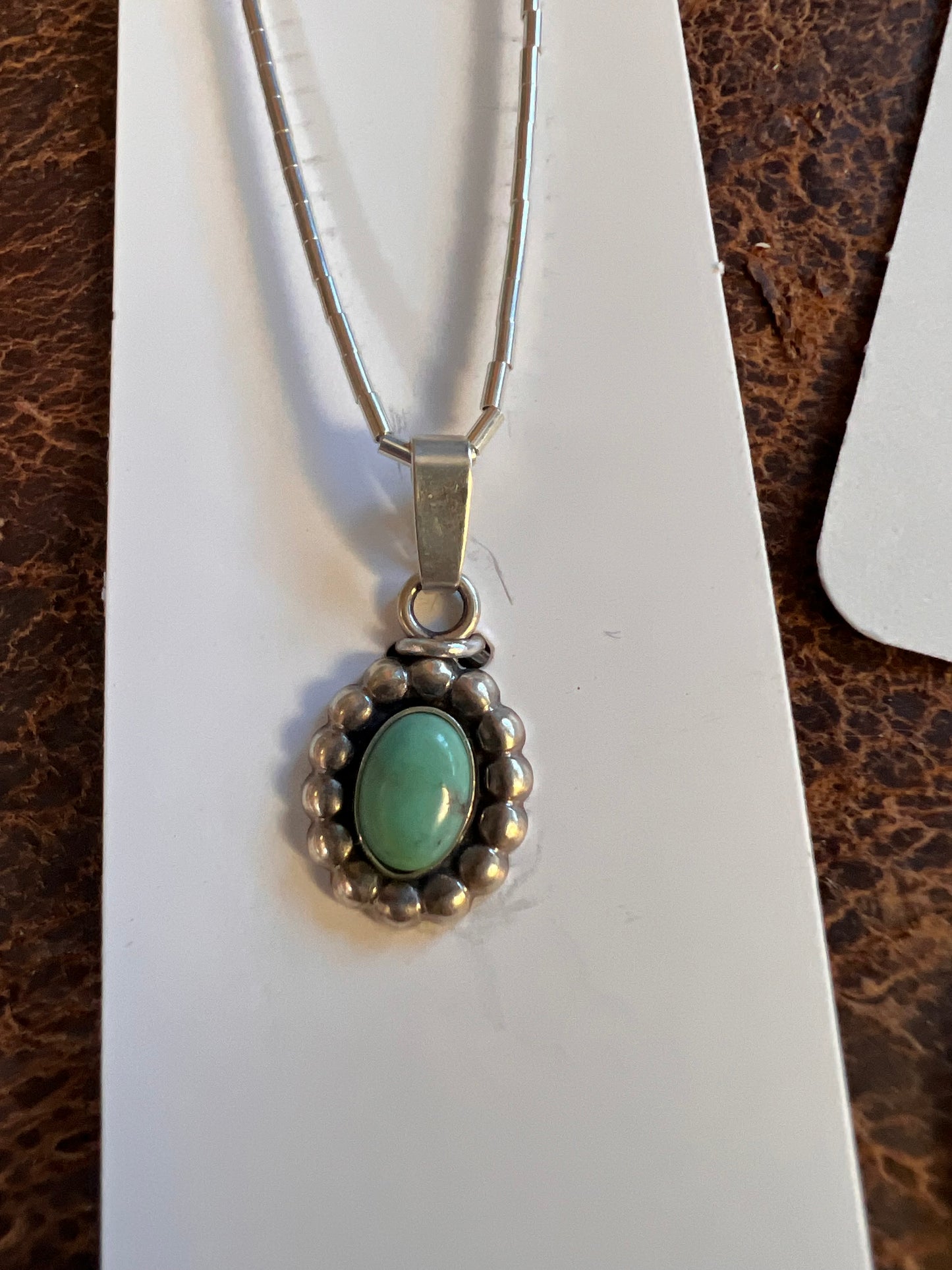 Southwest Sterling Liquid Silver Necklace & Tyrone Turquoise Pendant & Earring Set