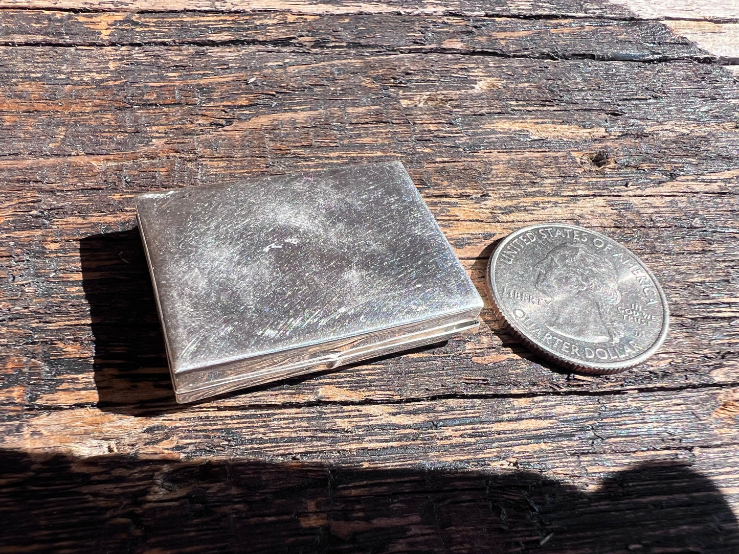 Vintage Sterling Silver Navajo Handmade Rectangle Pill Box