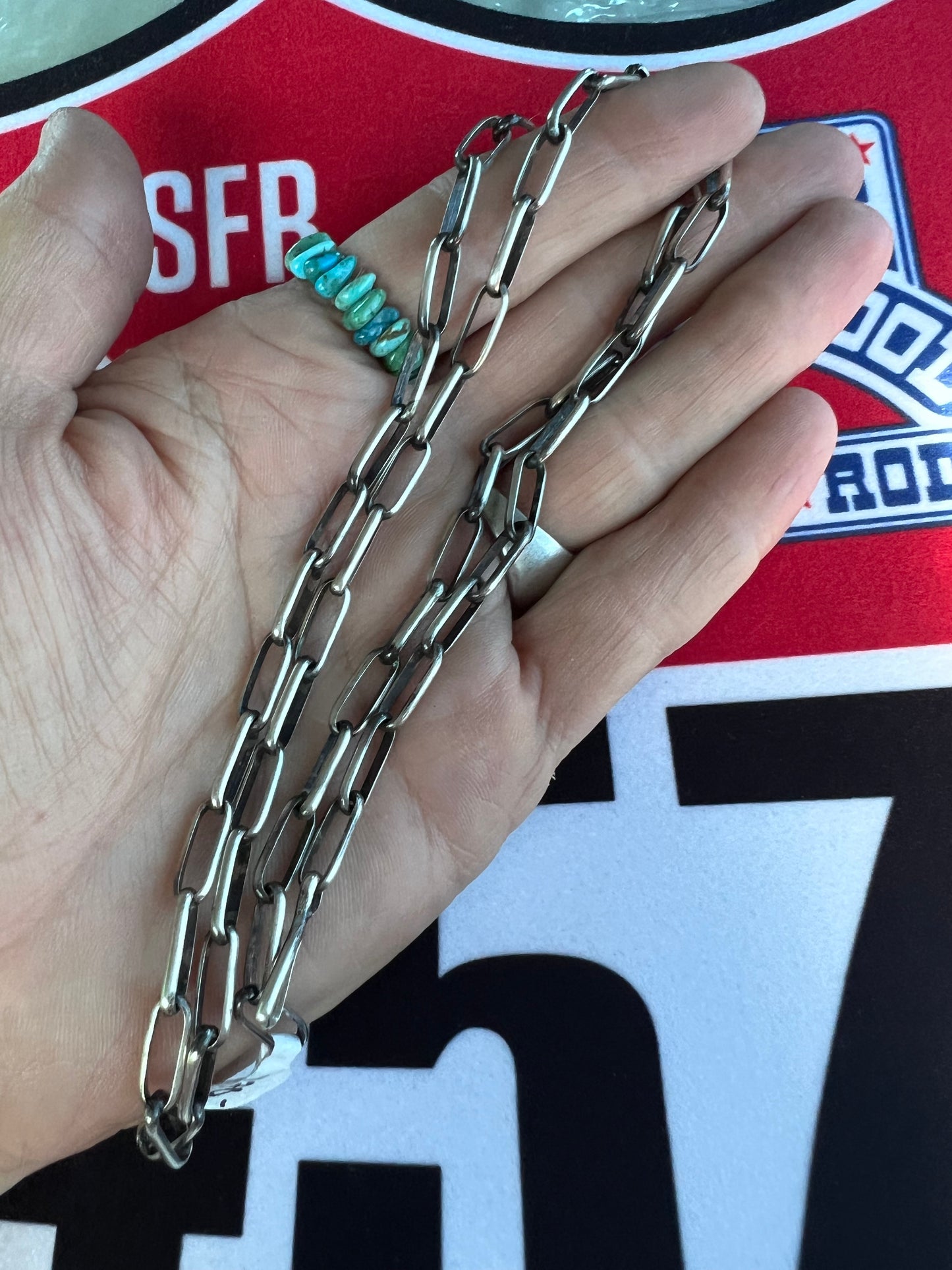 Handmade Sterling Heavy Paperclip Chain Necklace 24”