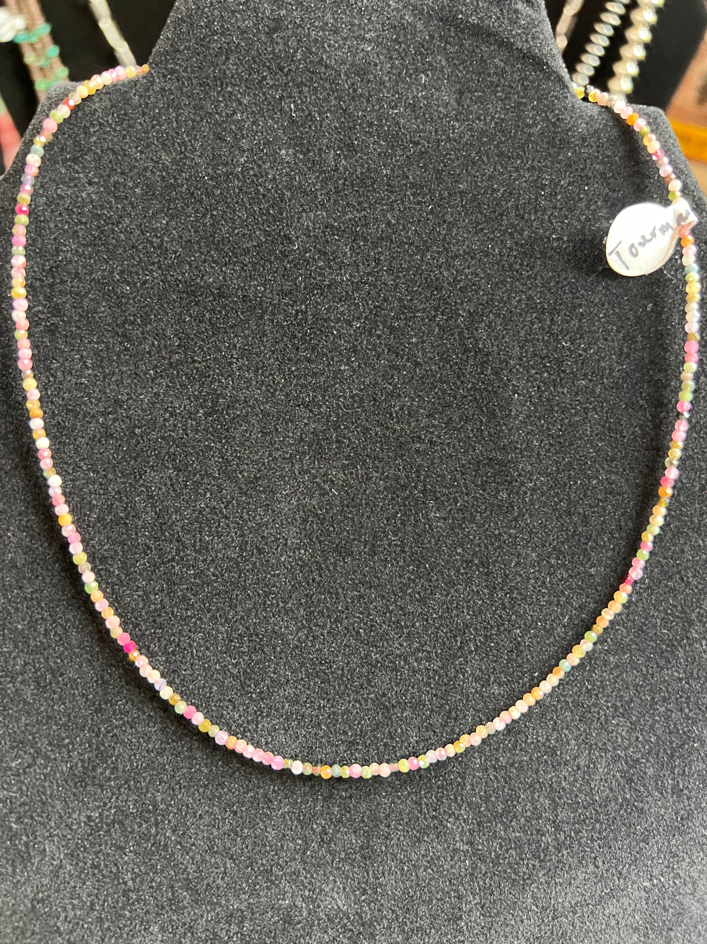 Dainty Faceted Tourmaline Necklace 16”