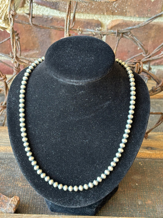 Sterling Silver 5mm Bead Necklace 16”-18”