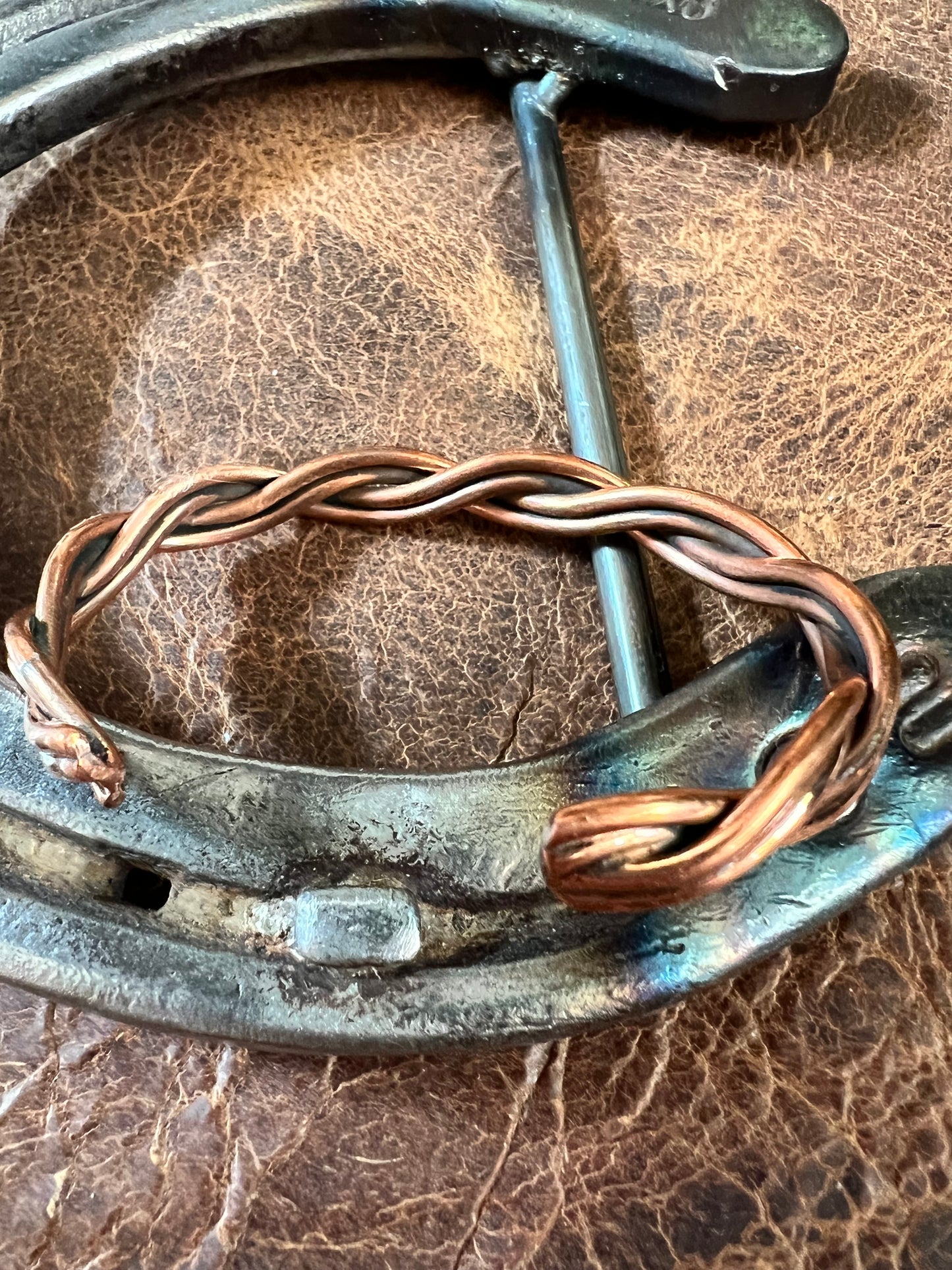 Copper Twisted Wire Cuff Bracelet Sz 6.25”
