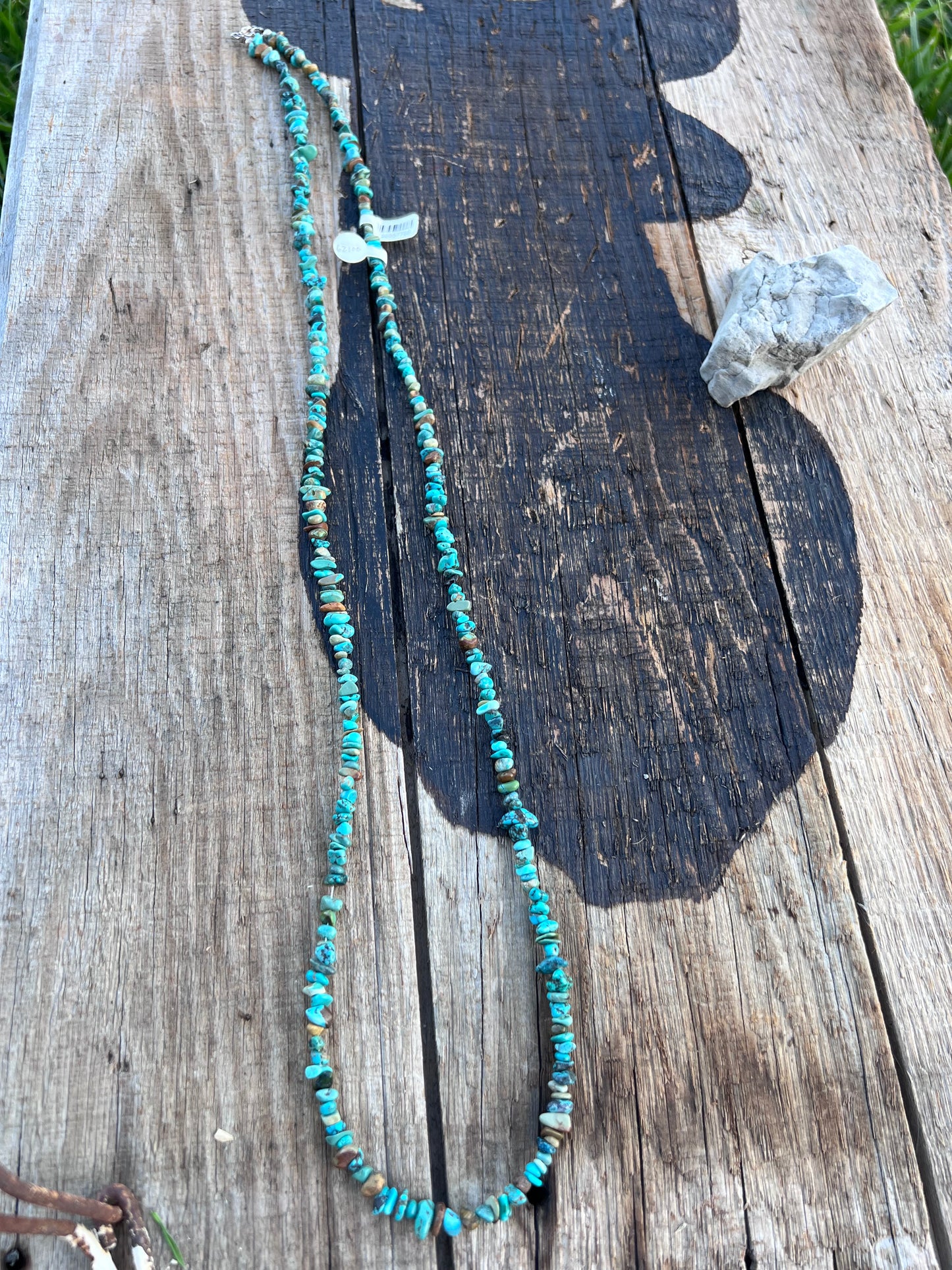 Turquoise Necklace- Sterling Clasp 38”