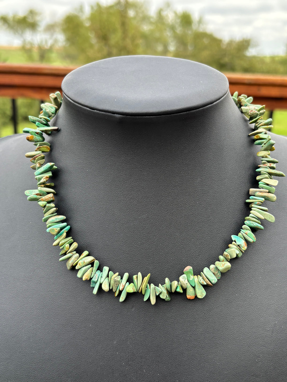 Kingman Turquoise Stick Bead Necklace 17.5”