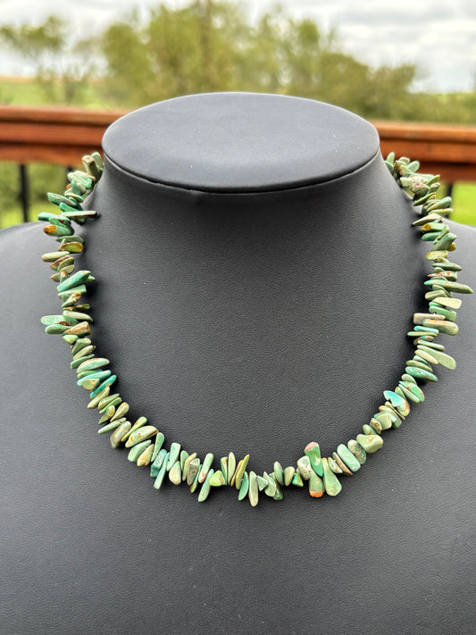 Kingman Turquoise Stick Bead Necklace 17.5”