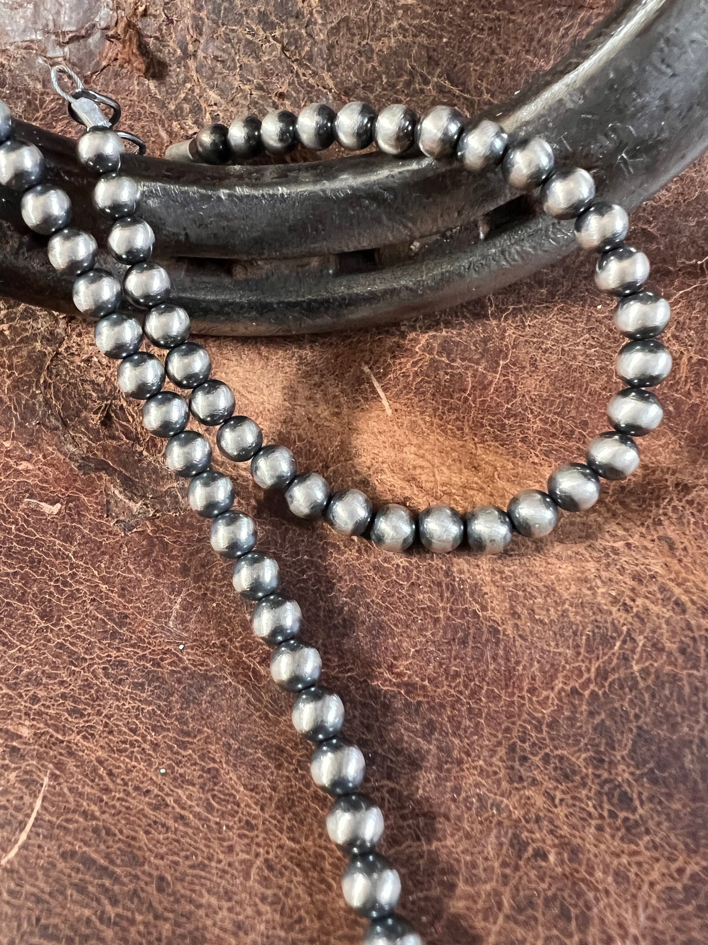 Sterling Silver 5mm Oxidized Bead 16-18” Necklace & Bracelet 7-8”