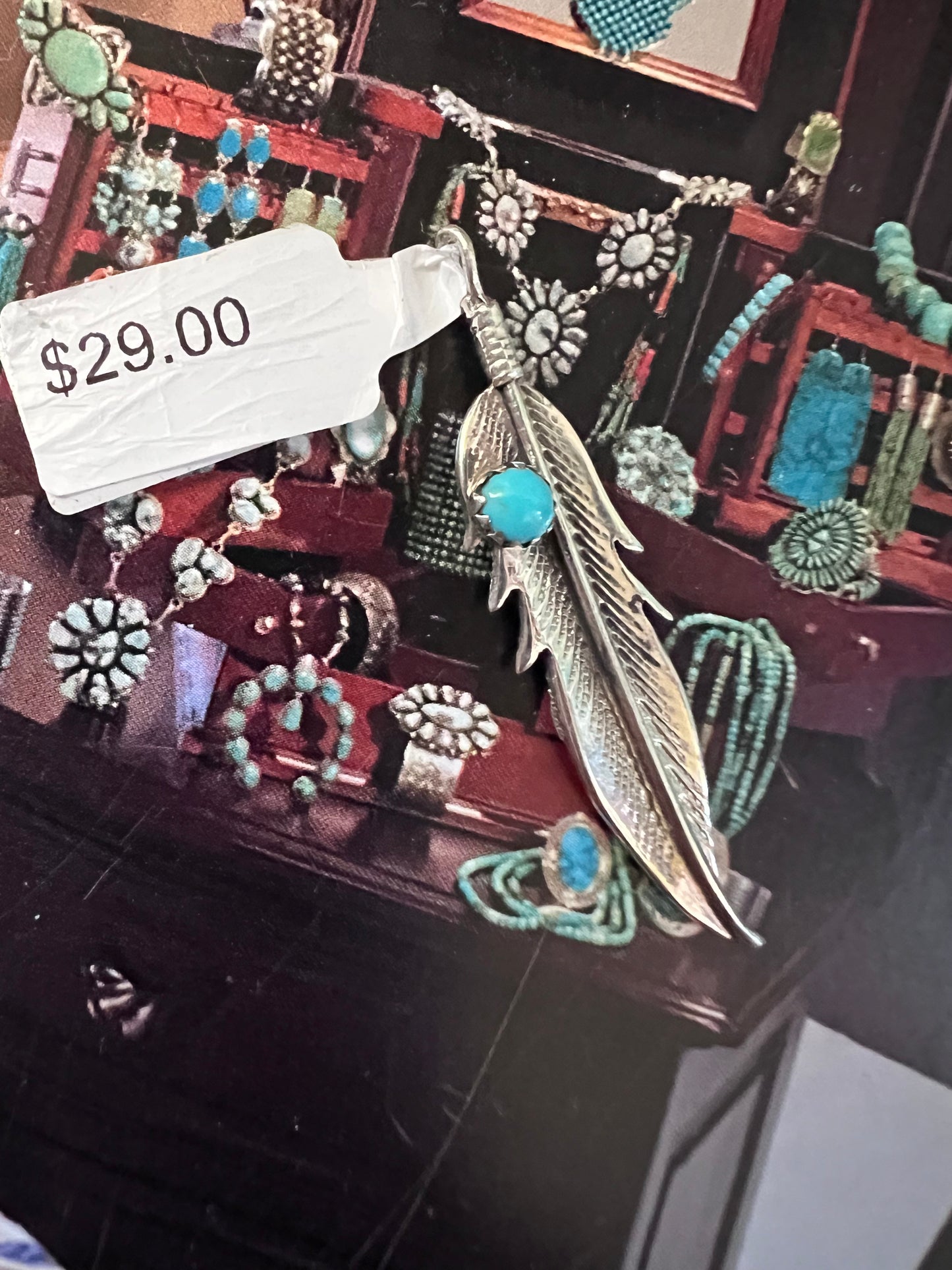 Native Handmade Sterling & Turquoise Pendant 1.25”