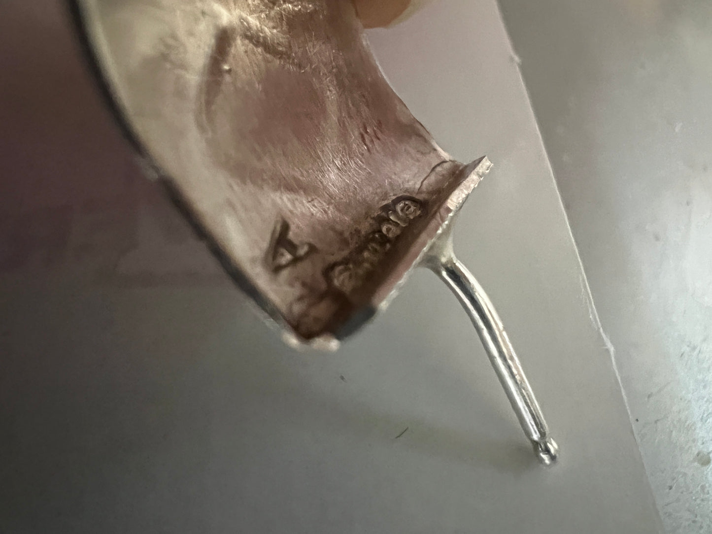 Navajo Handmade by Nova Ashley- Sterling Southwest Pattern Stamped Post Hoops 1” x 1/2”