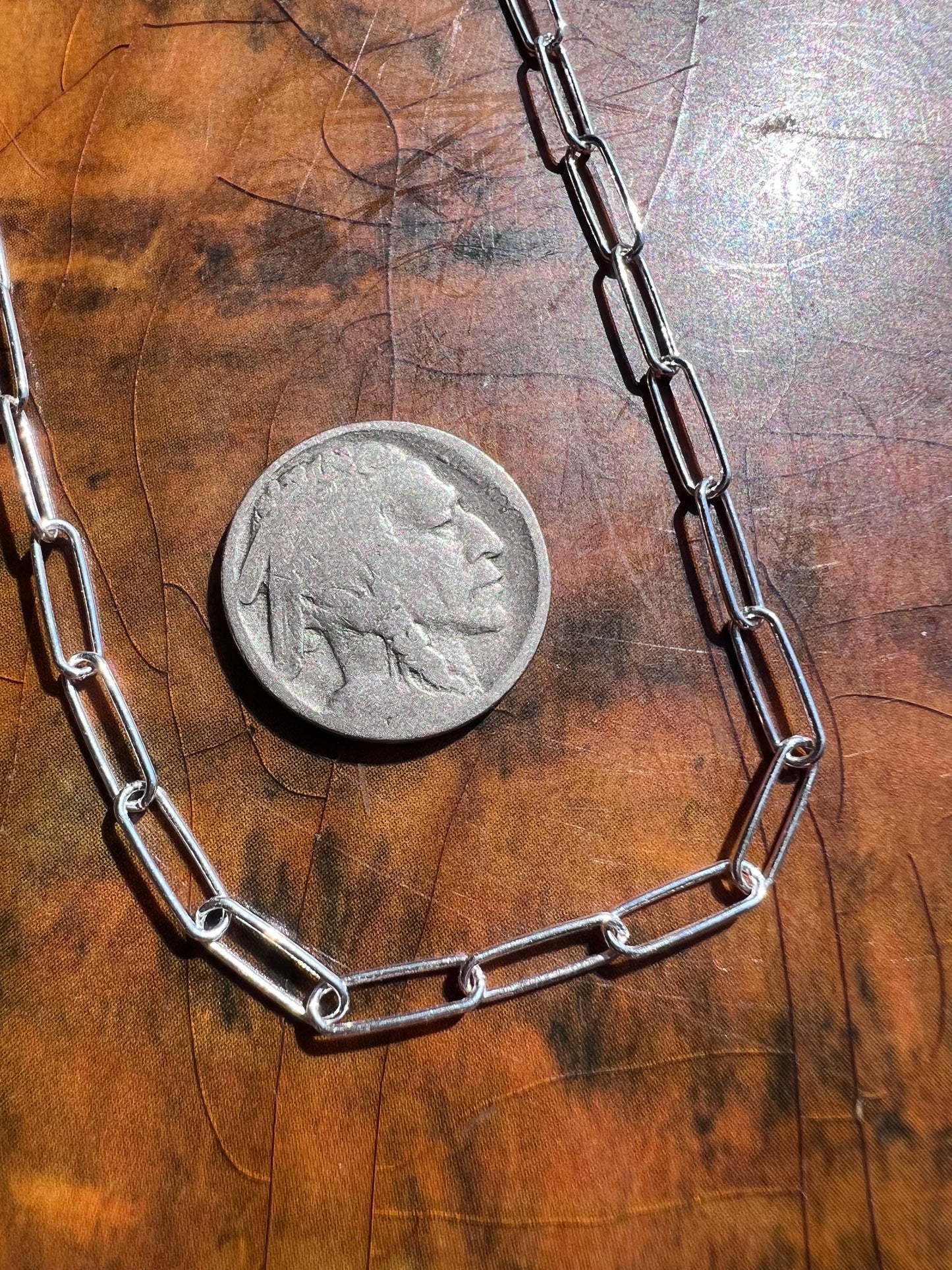 Sterling Silver High-shine Paperclip Chain 18” (made in Italy)