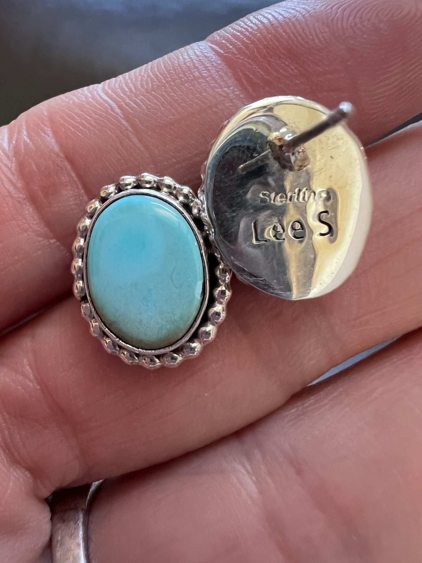 Handmade by Dustin Calvin Sterling & Golden Hills Turquoise Post Earrings