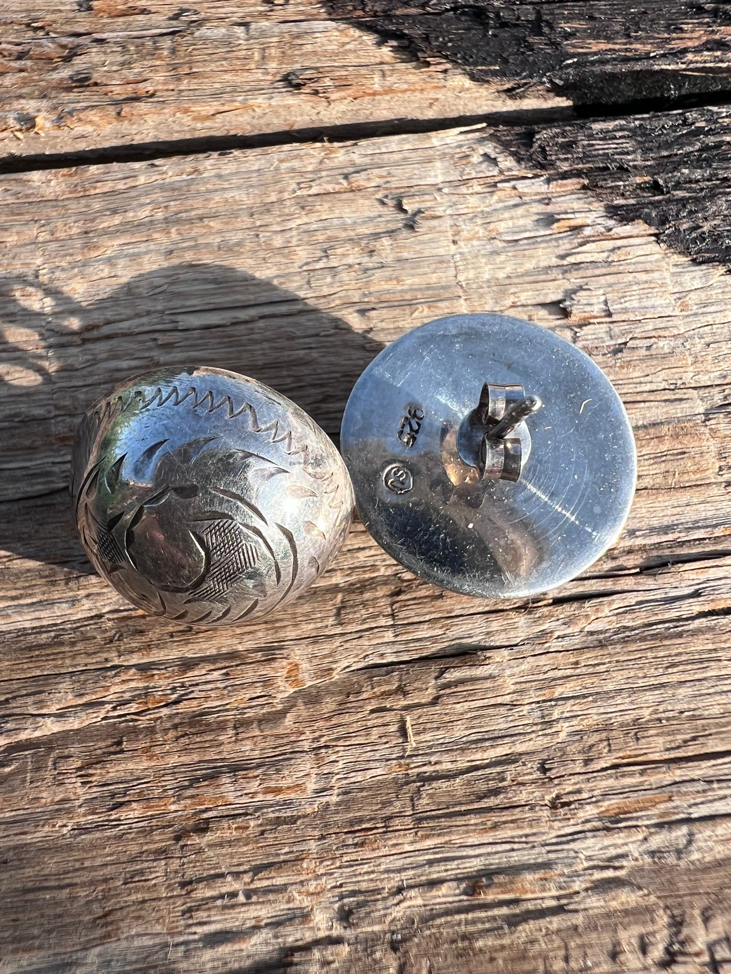 Vintage Southwest Sterling Hollow Dome Post Earrings 3/4”