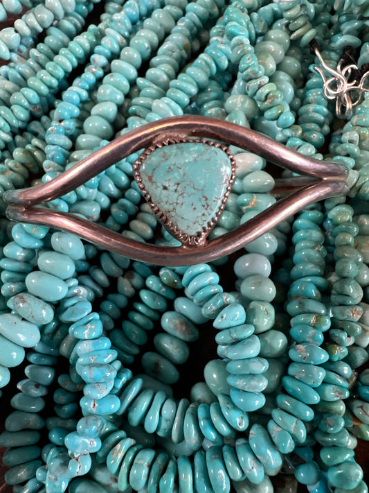 Vintage Handmade Sterling Silver & Dry Creek Turquoise Cuff Bracelet Sz 6.25”