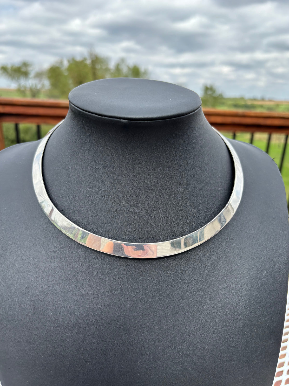Vintage Sterling Silver Collar Necklace 17”