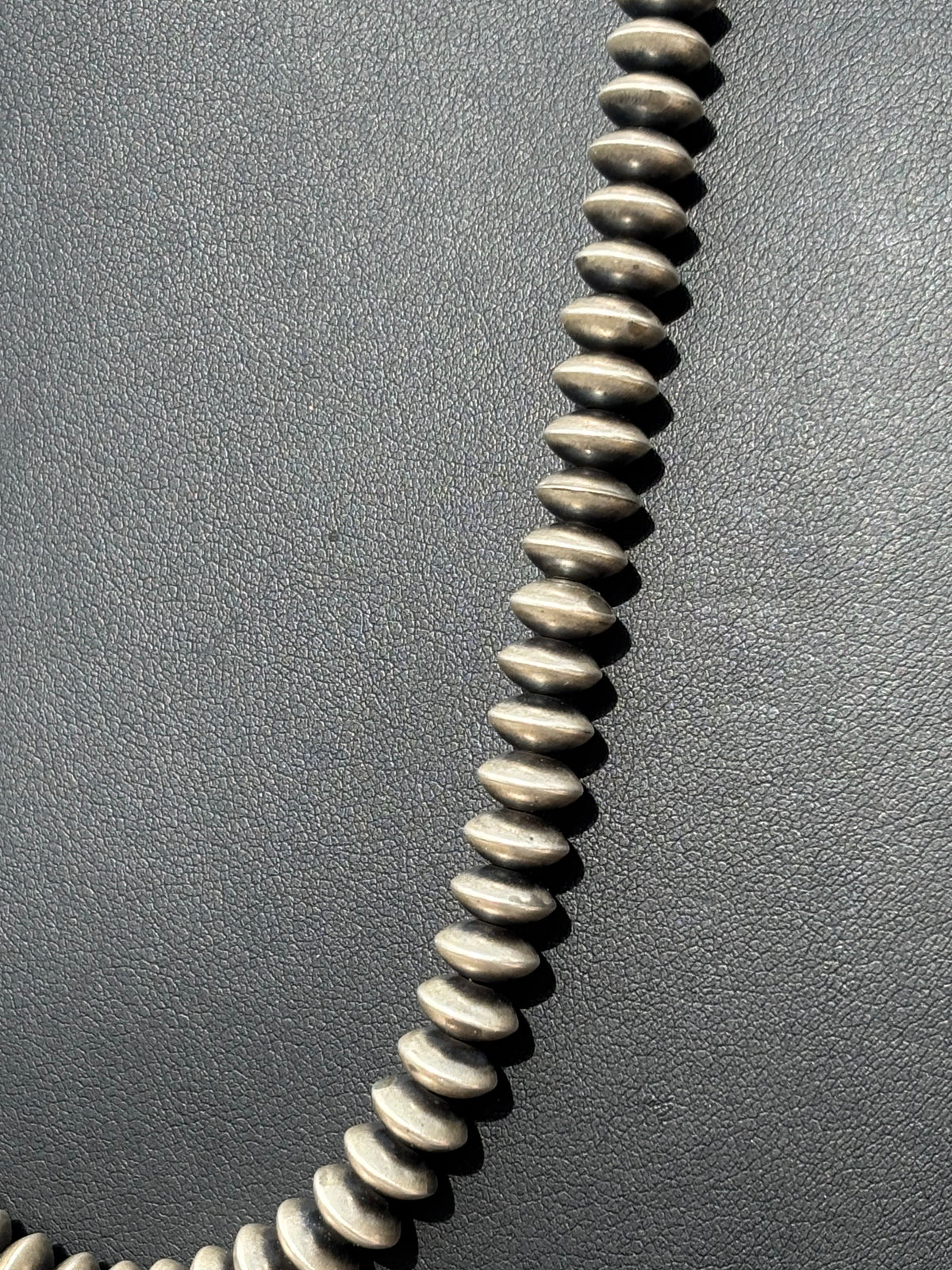Navajo Pearls Handmade by Bryannen Halwood. Sterling Silver 8mm Saucer Bead Necklace 24”