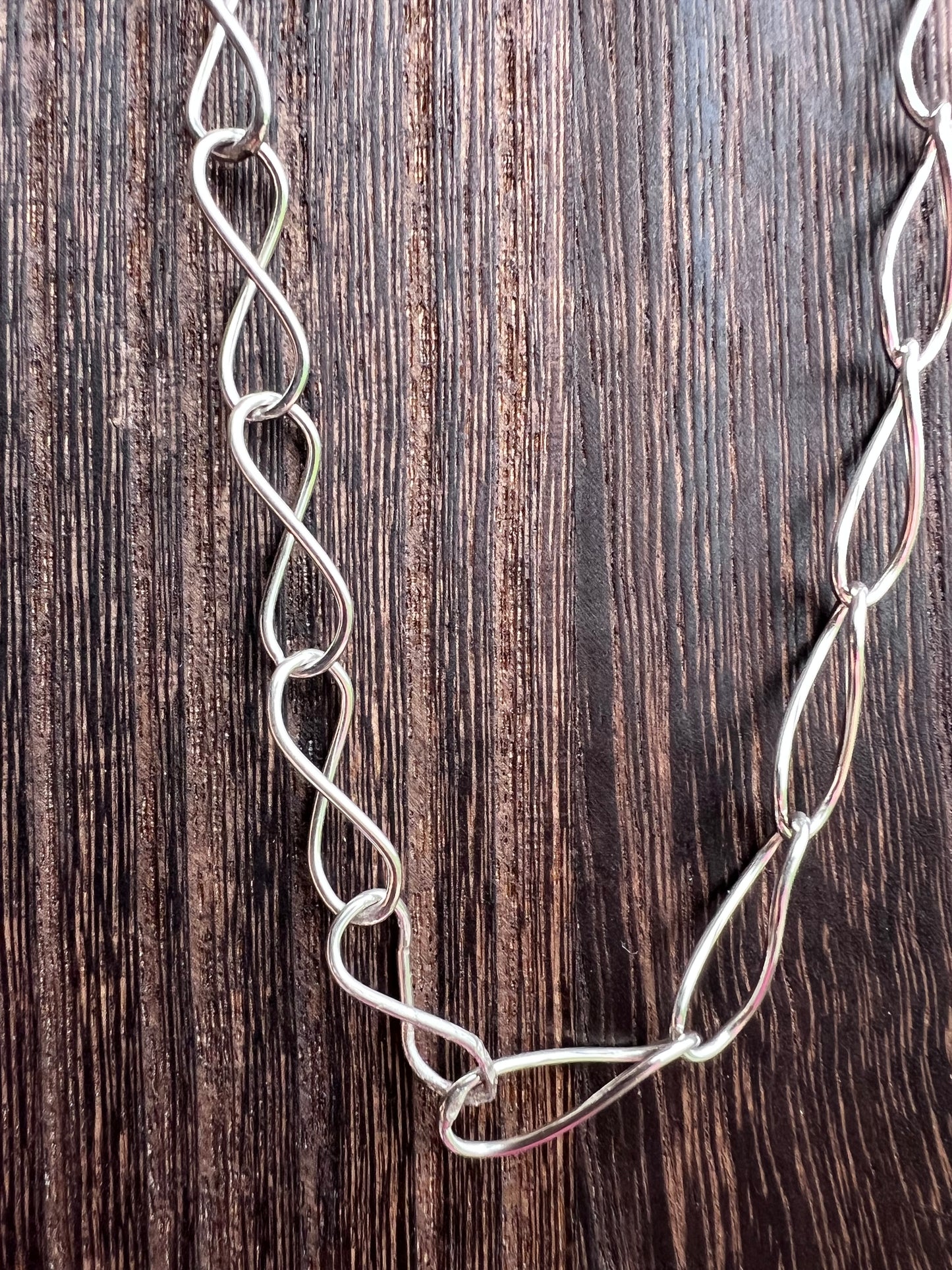 Handmade Sterling Figure-8 link High-shine Necklace 25”