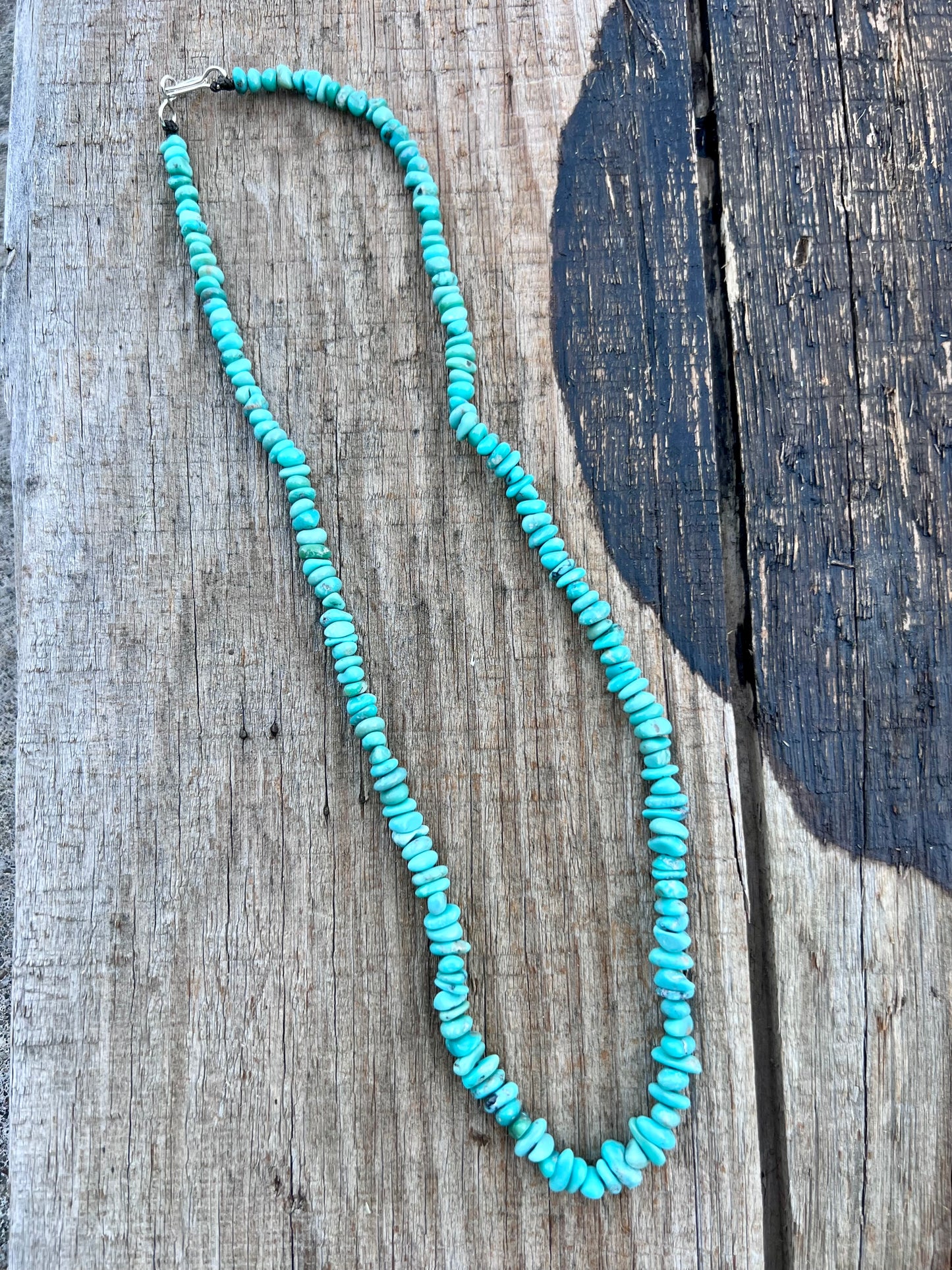 Chilean Turquoise Sterling Clasp 19” Necklace