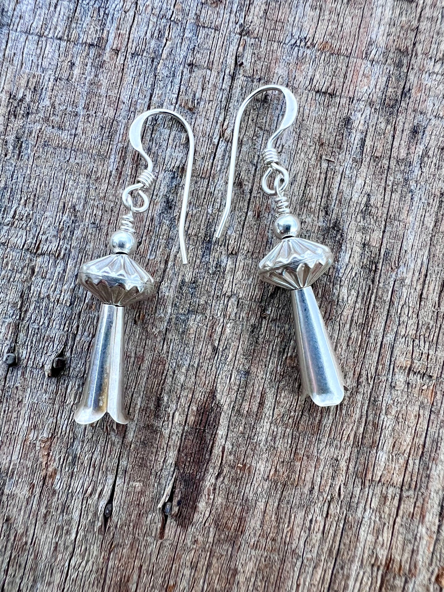 Sterling Squash Blossom Dainty Dangle Earrings 1.5”