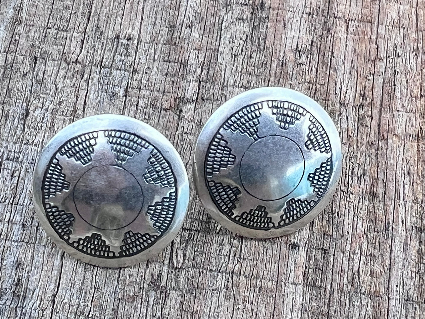 Sterling Concho Post Earrings 3/4”