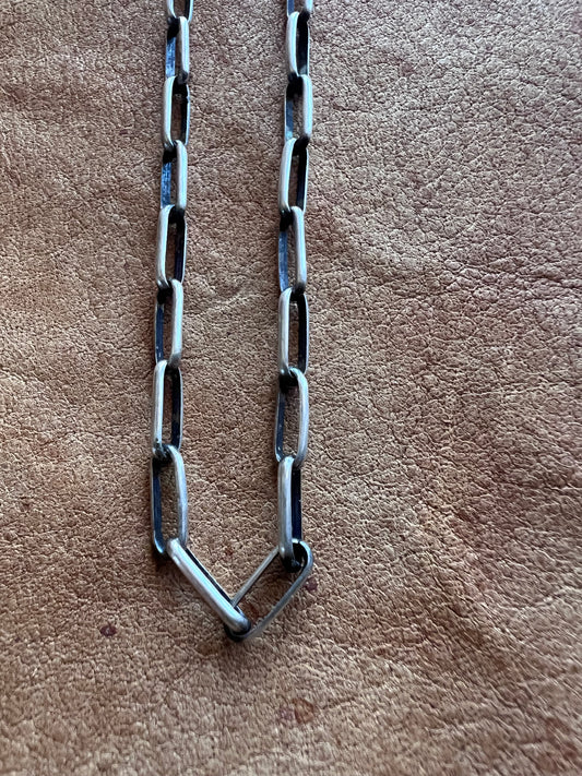 Native American Handmade Sterling Silver Paperclip Chain Necklace 24”