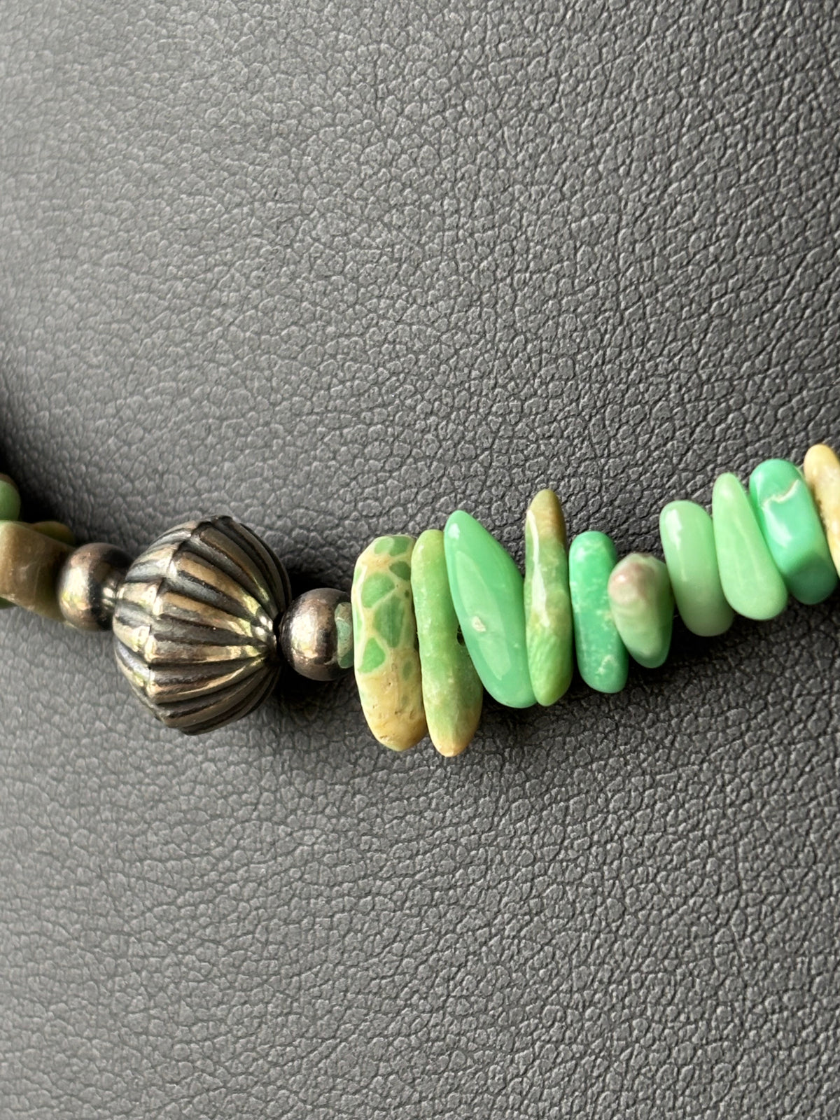 Lucin Variscite & Sterling Bead Necklace 17.5”