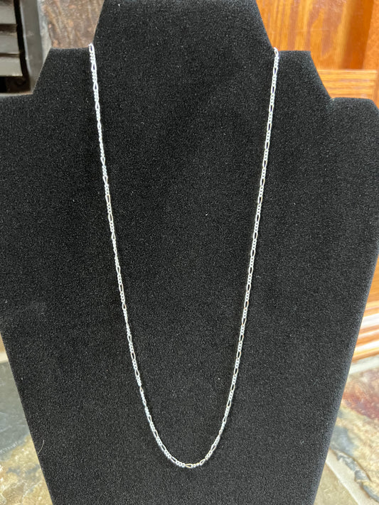 Dainty High-shine Sterling Silver Figaro 2mm Chain Necklace 20”