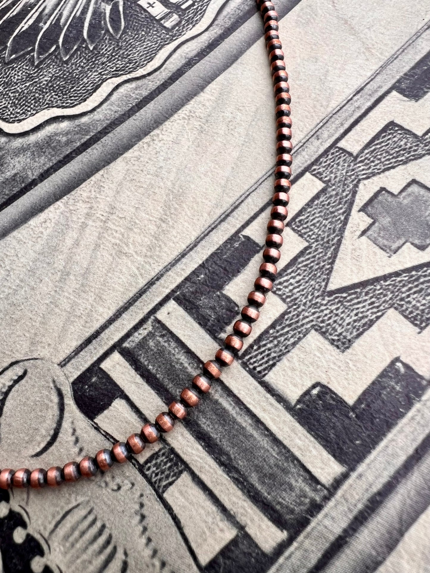 Copper Oxidized 3mm Bead Necklace 18”-20”