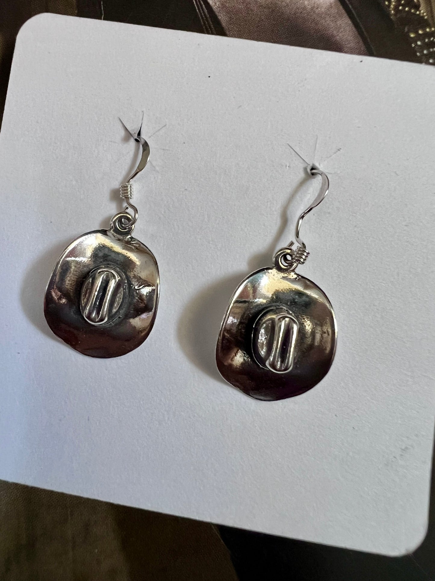Sterling Silver Cowboy Hat Dangle Earrings 1.25”