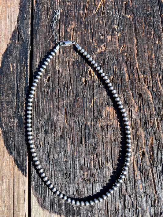 Sterling Oxy Bead 4mm Necklace 14-16”