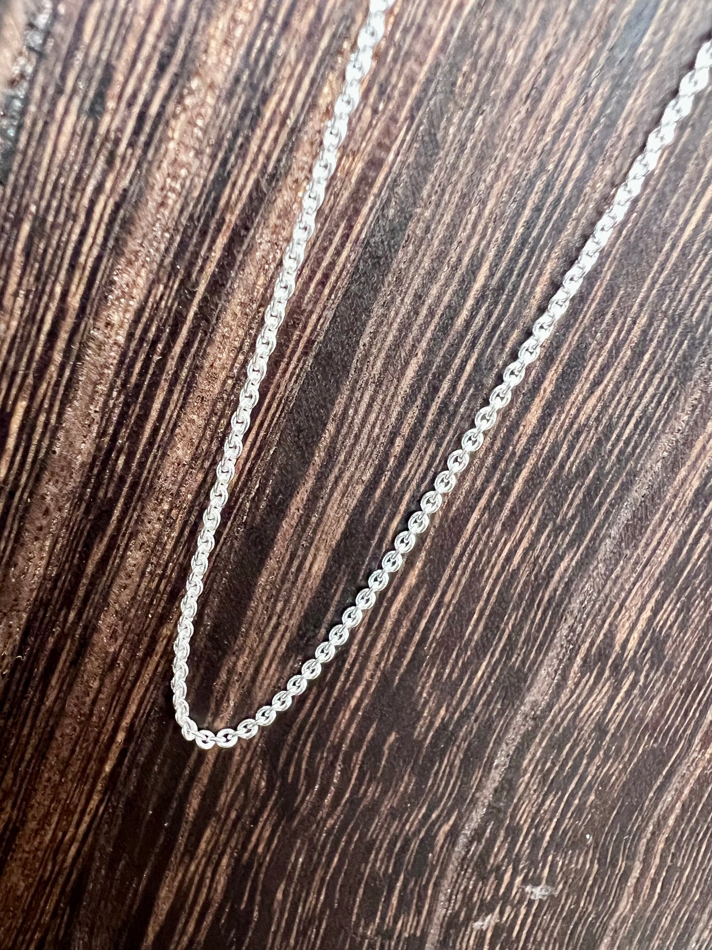 Sterling Silver High-shine Dainty Rolo Chain Necklace 18” (made in Italy)