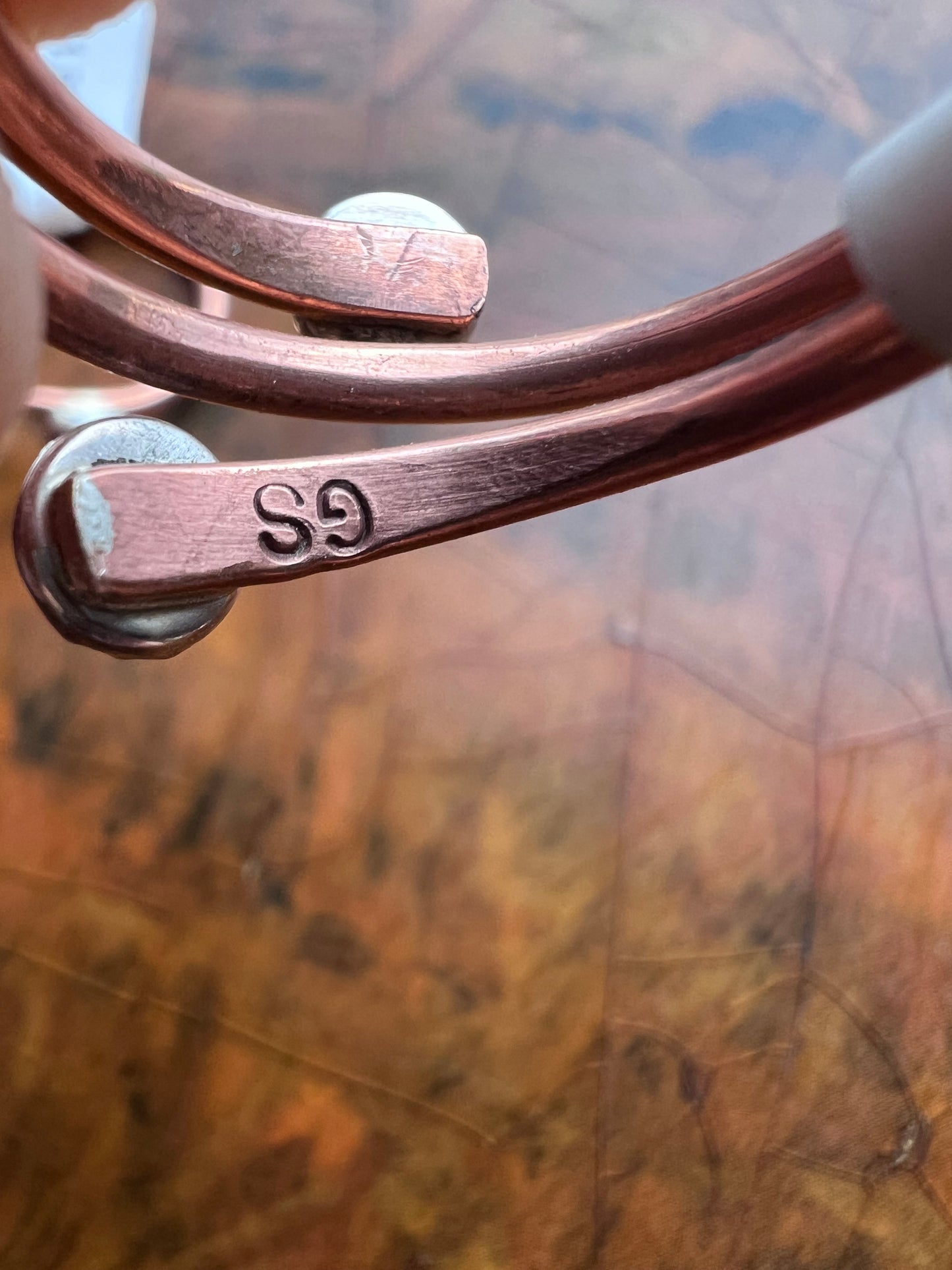 Navajo Handmade by Yolanda Skeets Adjustable Copper & Turquoise Ring