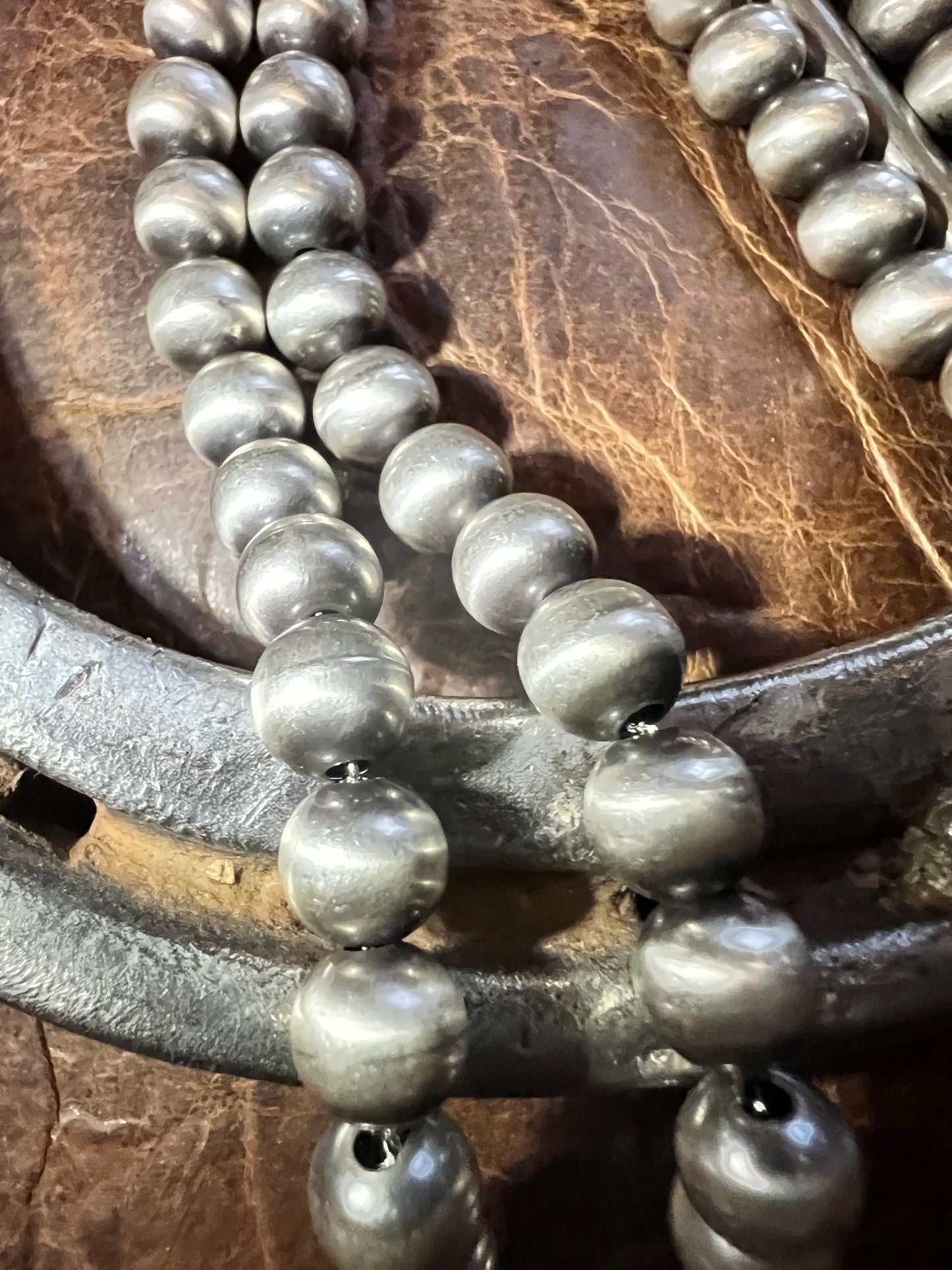 Handmade by Bryannen Halwood- Sterling Silver Navajo Pearls 24” 8mm
