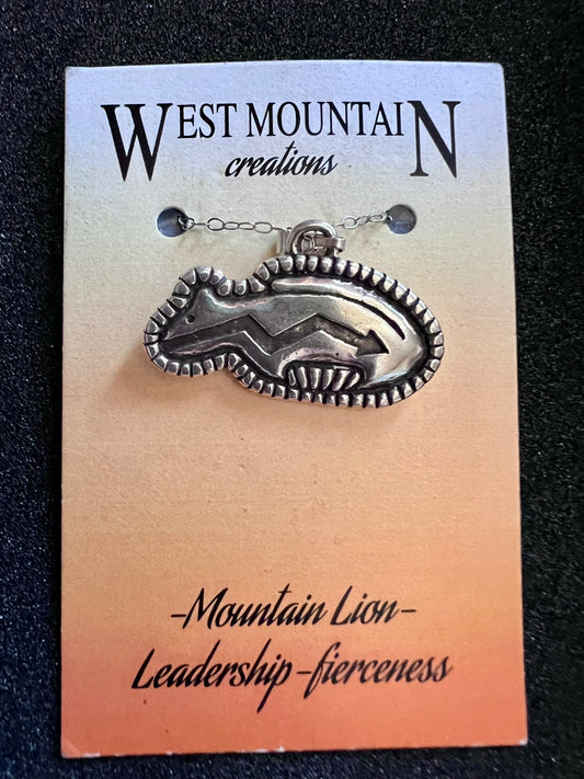 Sterling Silver Mountain Lion Fetish 18” Necklace