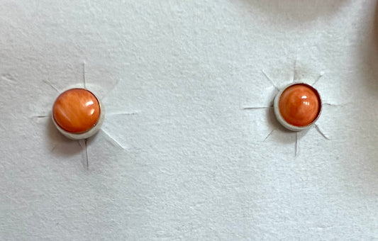 Southwest Handmade Sterling & Orange Spiney Post Stud Earrings 5mm