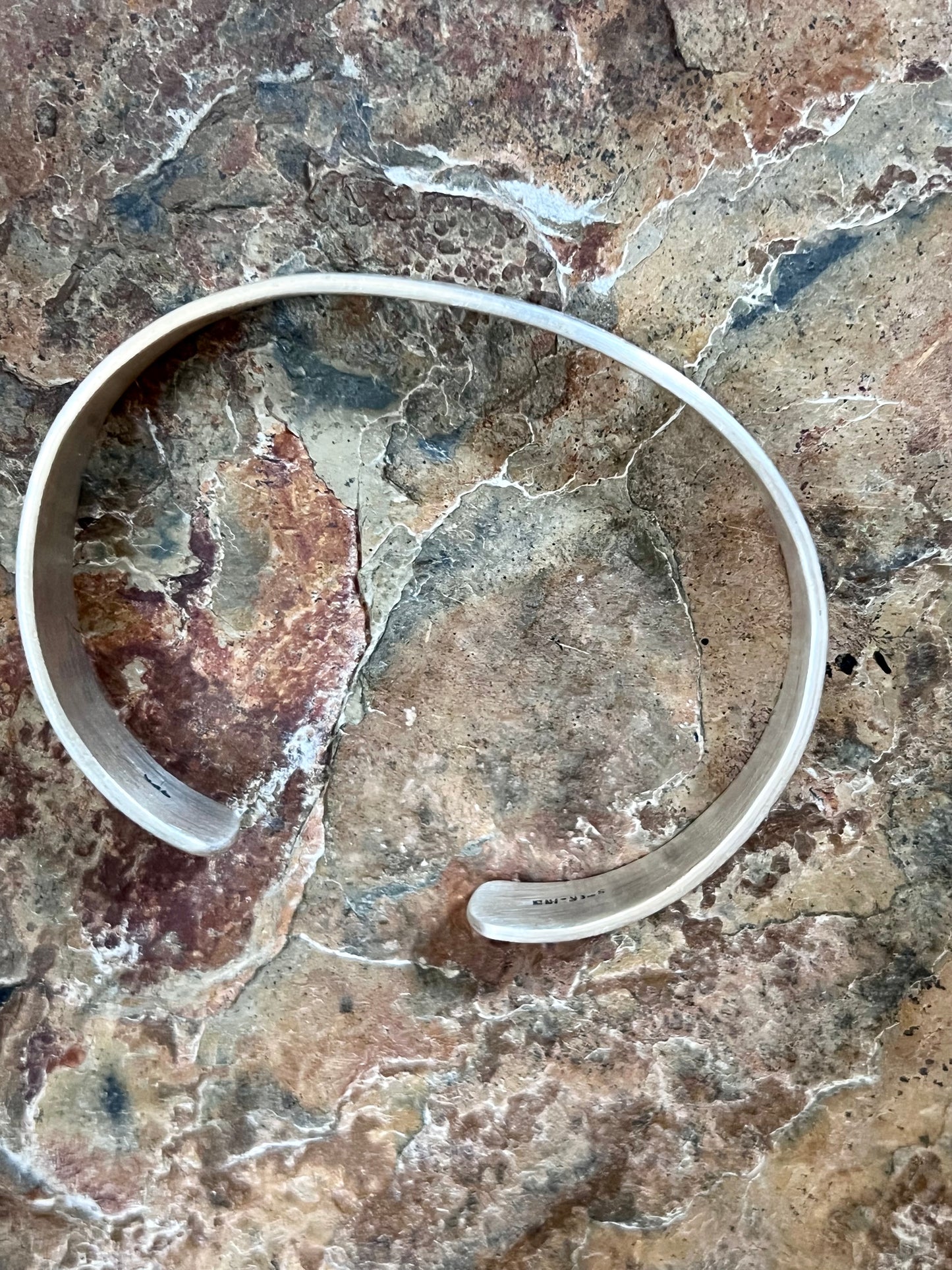 Southwest Handmade Sterling Engraved Hopi Design Courtesy Cuff Sz 7.8”