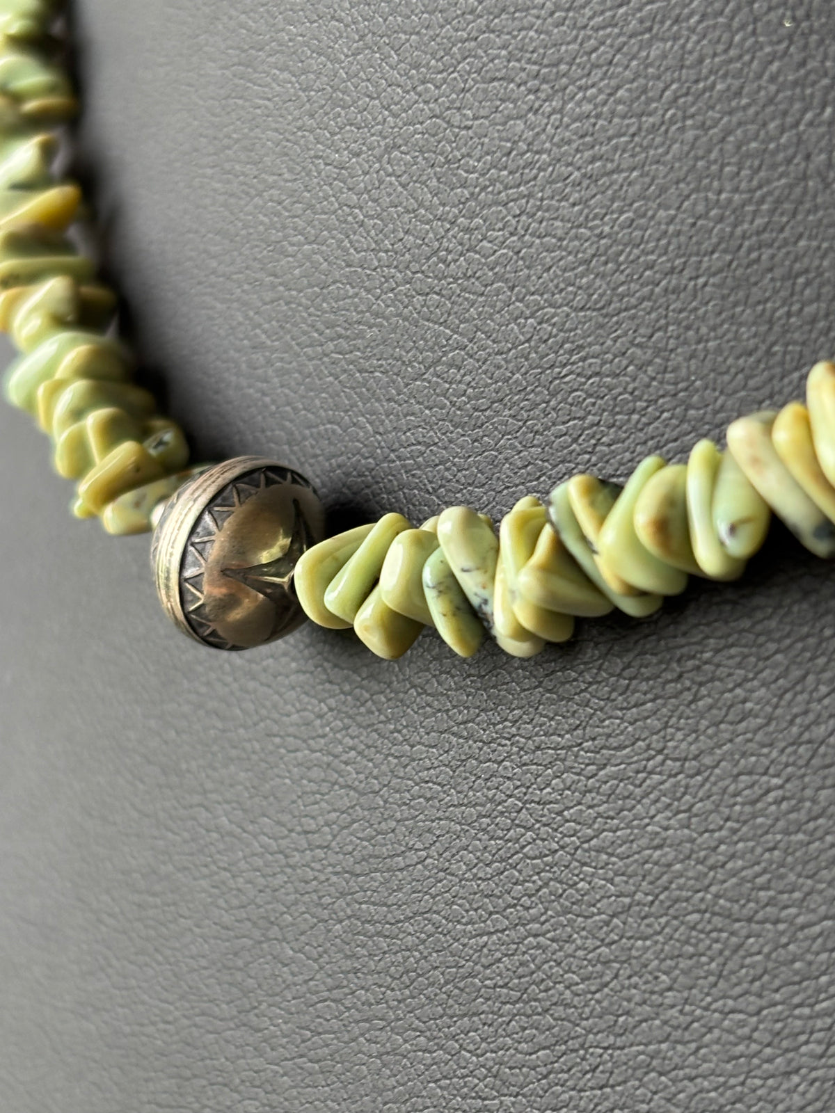 Lucin Variscite & Sterling Bead Necklace 16”