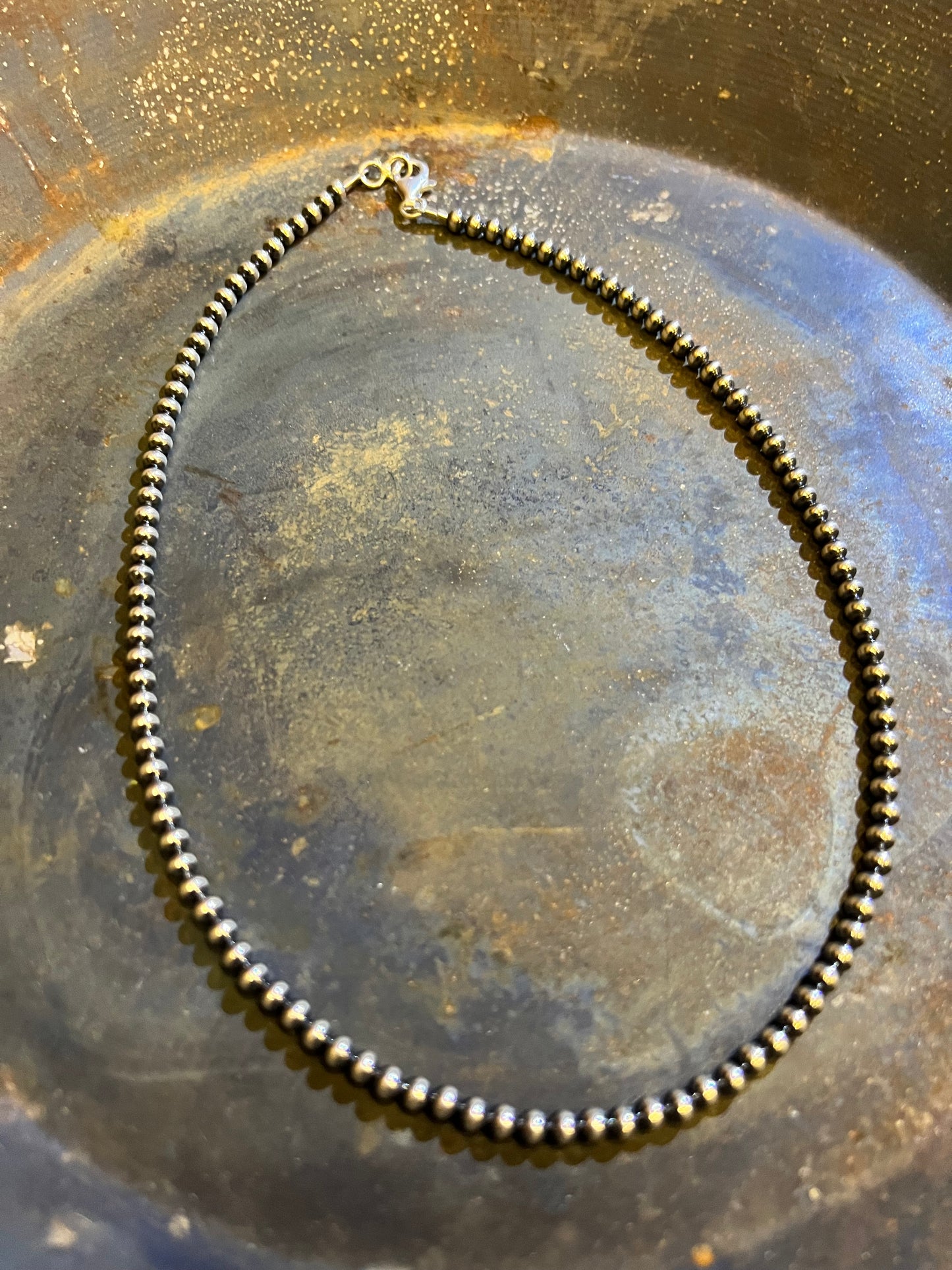 Sterling Silver Oxidized 4mm Bead 18” Necklace