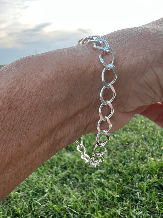 Sterling Silver (made in Italy) High-shine Link Bracelet Sz 7.5”